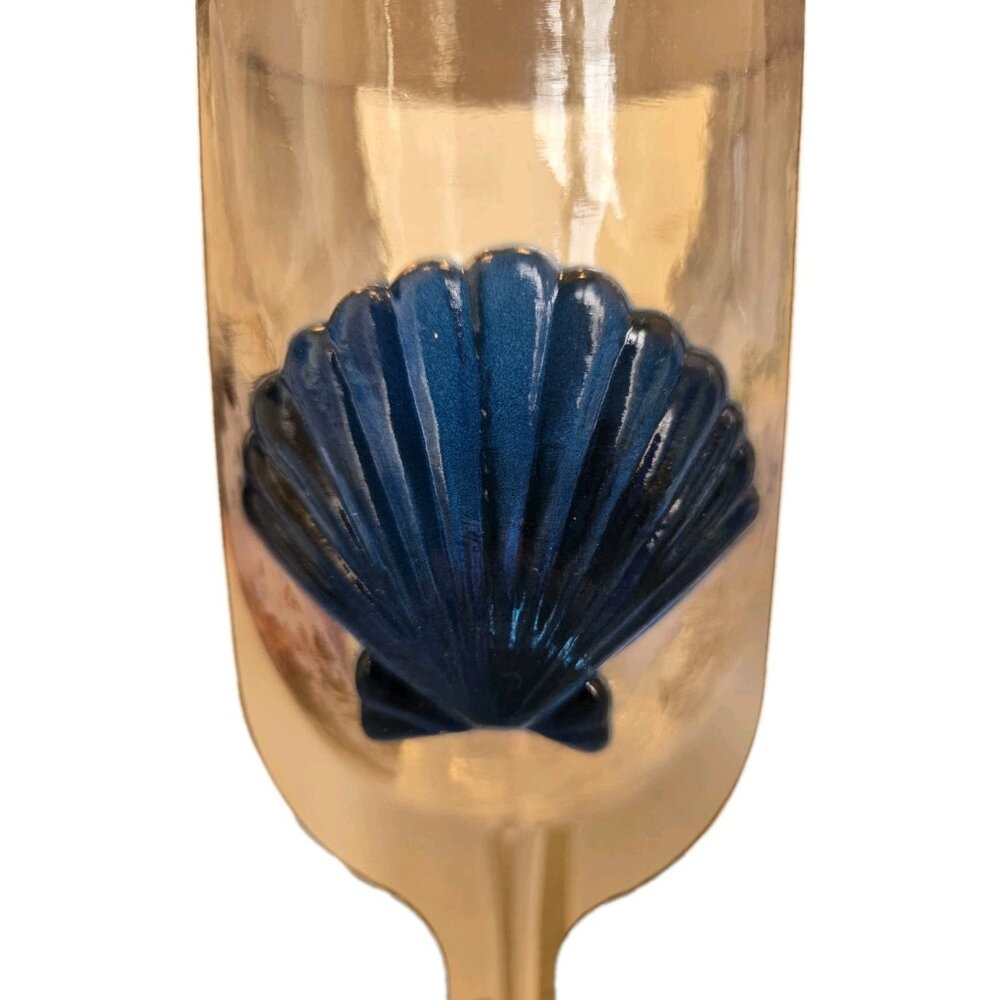 Set Of 2 New Acrylic BPA Free Blue 3D Sea Shell Beach Natucial Wine Glasses Cup - Picture 3 of 3
